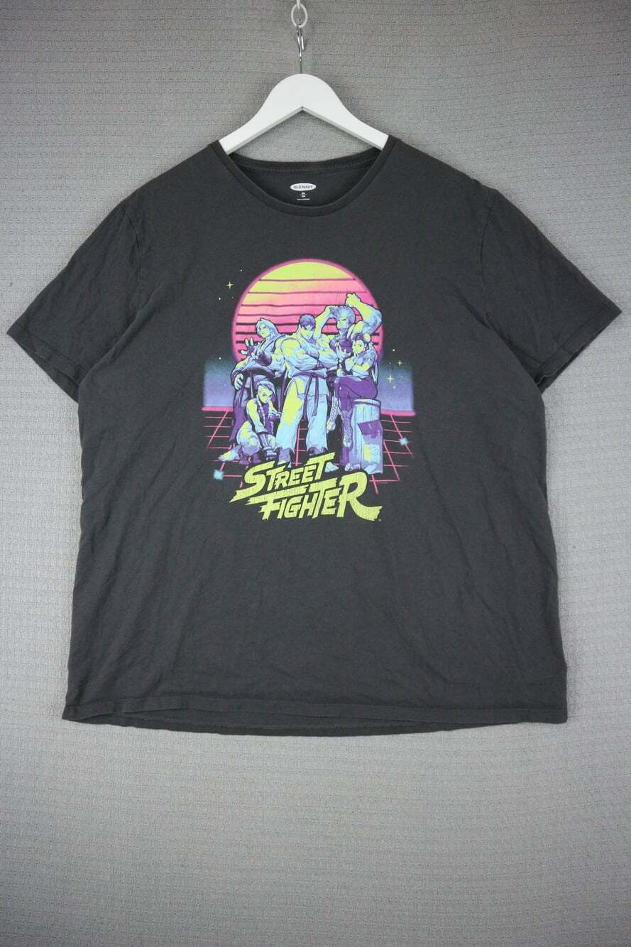 Old Navy Street Fighter Graphic Tee Black Size XXL Retro Arcade Video Game Shirt